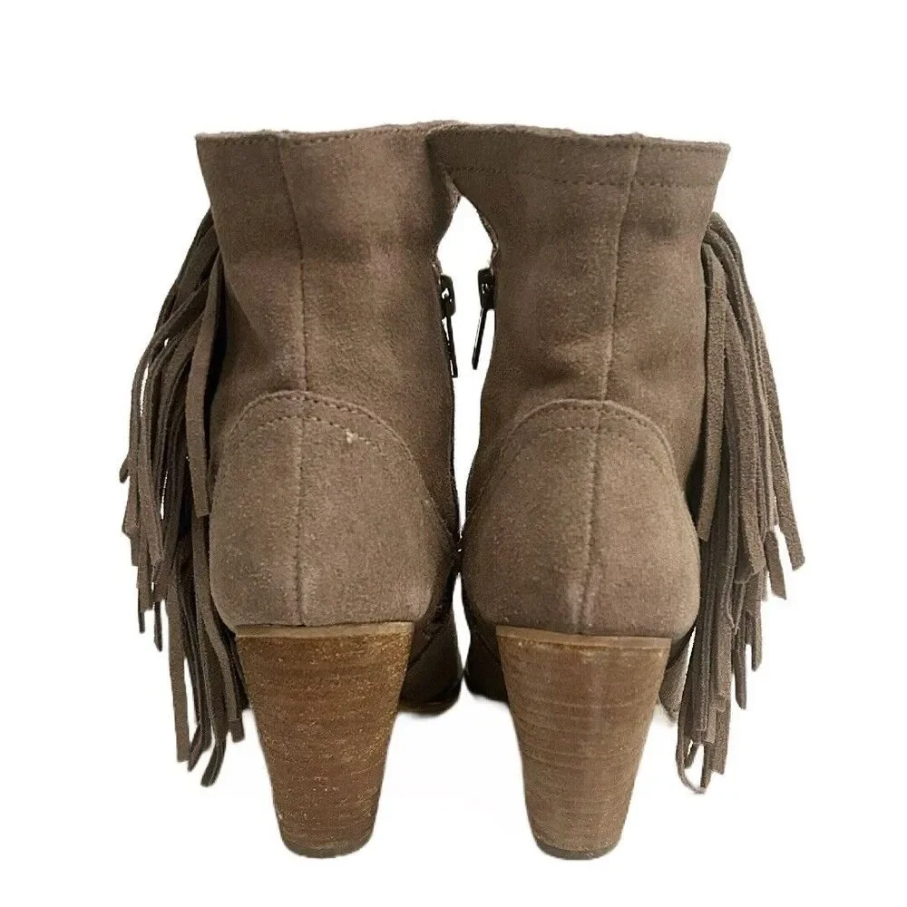 Steve‎ Madden Pallas Boho Taupe Suede Ankle Booties Bohemian Women's Size 5.5M
